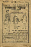 1920s Vintage Butterick Sewing Pattern 7056 FF Toddler Boys Over Coat Sz 5 25B - Vintage4me2