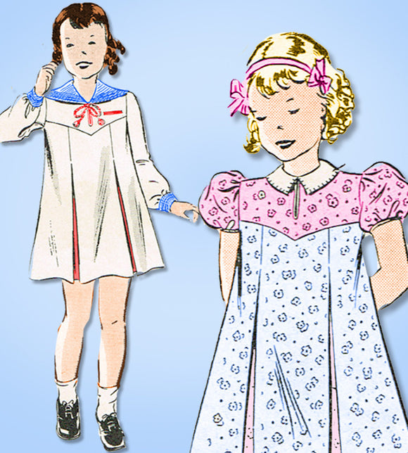 1930s Vintage Butterick Sewing Pattern 7064 Toddler Girls Sailor Dress Size 4