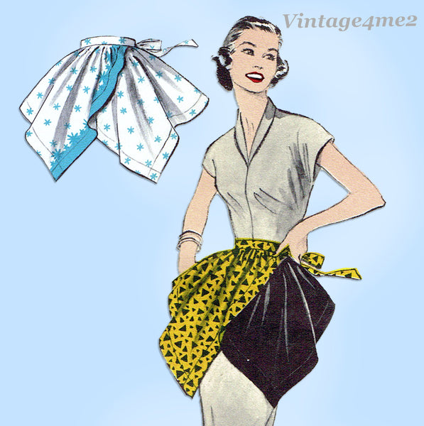 1950s Vintage Butterick Sewing Pattern 7142 Easy Misses Hostess Apron Fits All