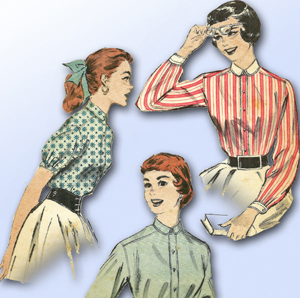 1950s Original Vintage Butterick Sewing Pattern 7164 Uncut Misses Blouse Sz 32 B