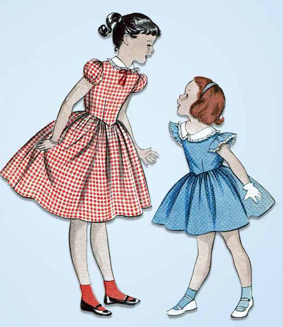 1950s Vintage Butterick Sewing Pattern 7193 Uncut Toddler Girls Dress Size 6 24B