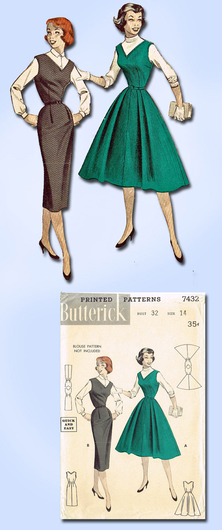 Pick Your Size Butterick Retro Dress Pattern B5032 1952 Style Dress,  Capelet, Overskirt, Cummerbund Sash and Belt Butterick Patterns 