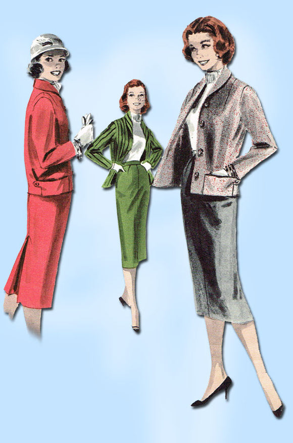 1950s Vintage Butterick Sewing Pattern 7901 Misses Slender Suit Size 16 36 Bust