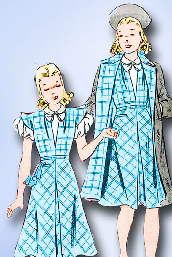 1930s Vintage Butterick Sewing Pattern 8057 Uncut Girls Dress and Coat Size 10