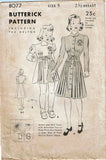 1930s Vintage Butterick Sewing Pattern 8077 Uncut Toddler Girls Tucked Dress Sz5