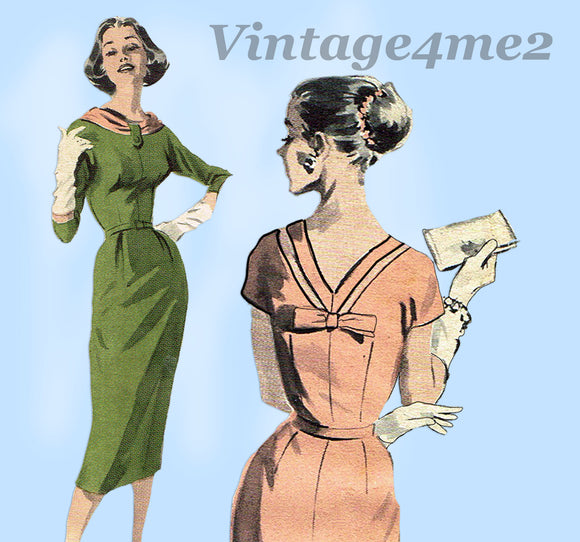 Butterick 8137: 1950s Misses Cocktail Dress Size 32 Bust Vintage Sewing Pattern 