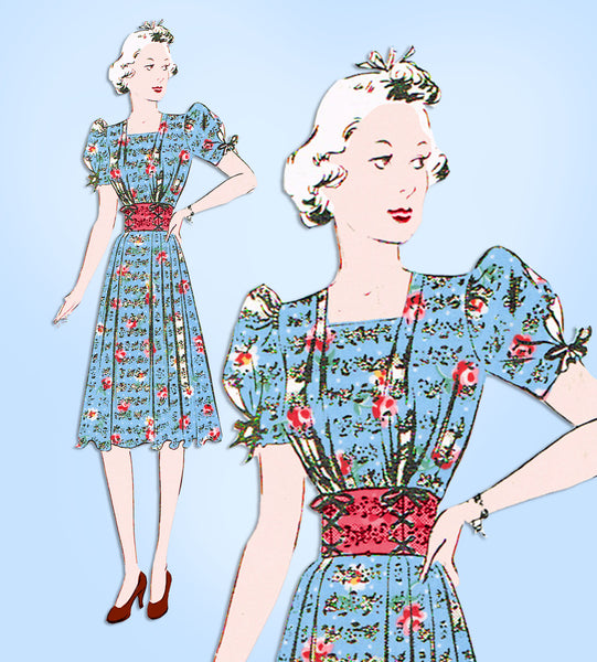 1930s Vintage Butterick Sewing Pattern 8315 Uncut Misses Afternoon Dress Sz 33 B