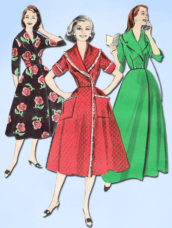 1950s Vintage Butterick Sewing Pattern 8369 Misses Robe or Brunch Coat Size 32B