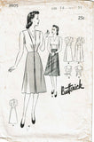 1930s Vintage Butterick Sewing Pattern 8905 WWII Misses Skirt w Underbody Sz 14