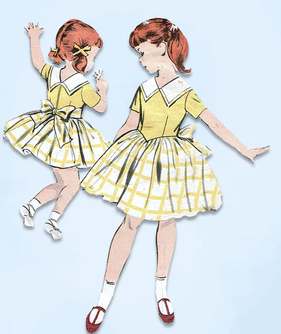 1950s Vintage Butterick Sewing Pattern 8955 Baby Girls Party Dress Size 1 20 B