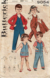 1950s Vintage Butterick Sewing Pattern 9054 Baby Girls Boys Overalls Sunsuit Sz1