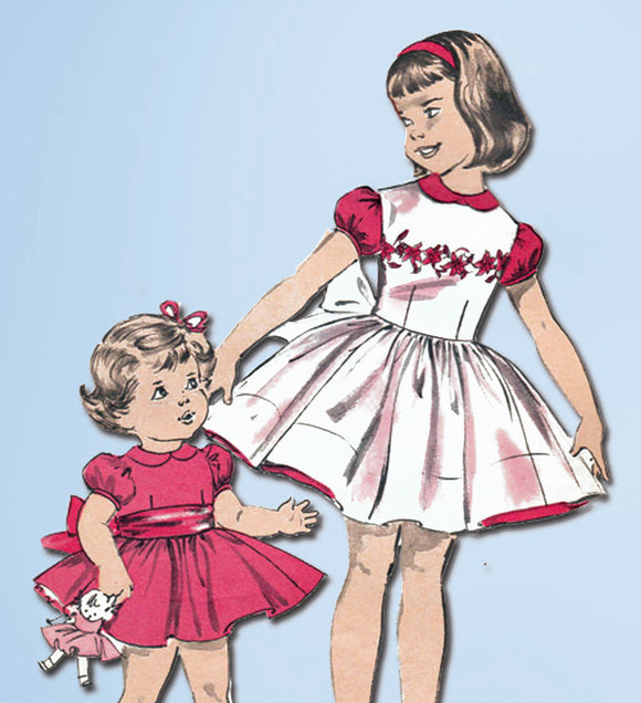 1960s Original Vintage Butterick Pattern 9316 Cute Baby Girls Party Dress Size 1