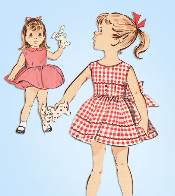 1960s Original Vintage Butterick Sewing Pattern 9351 Toddler Girls Dress Size 4 - Vintage4me2