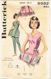 Butterick 9982: 1960s Misses Gingham Cross Stitch Apron SM Vintage Sewing Pattern