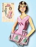 Butterick 9982: 1960s Misses Gingham Cross Stitch Apron SM Vintage Sewing Pattern