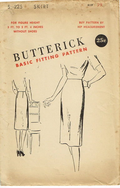 Butterick S-225: 1940s Vintage Uncut Misses Skirt 30W Basic Fitting Sewing Pattern