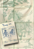 1950s ORIG Vintage Design Embroidery Transfer 878 Uncut Equestrian Nature Scenes