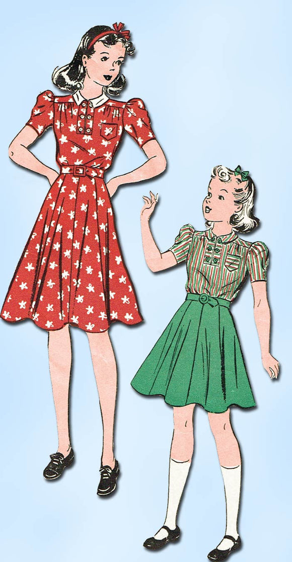 1930s Vintage Du Barry Sewing Pattern 2431 Little Girls WWII Dress Size 10 28 B - Vintage4me2