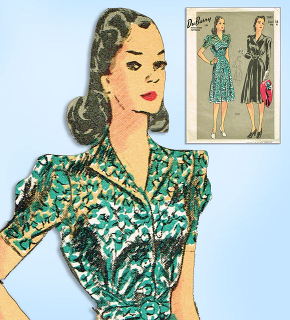 1940s Vintage Du Barry Sewing Pattern 5045 Uncut Misses Tailored Dress Size 38 B