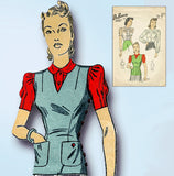 1940s Vintage Du Barry Sewing Pattern 5172 Uncut WWII Misses Blouse & Vest 36 B