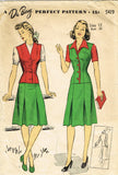 1940s Original Vintage Du Barry Pattern 5419 Classic Misses WWII Suit Sz 30 Bust