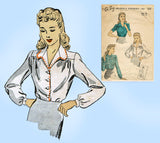 Du Barry 5431: 1940s Charming WWII Misses Blouse Sz 34 B Vintage Sewing Pattern