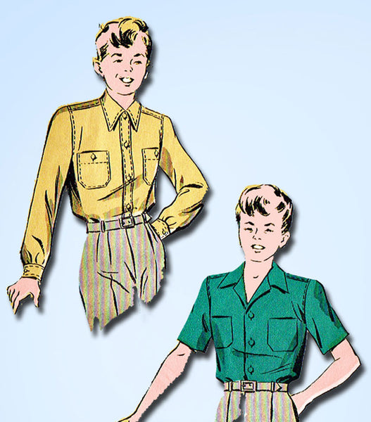 1940s Vintage Du Barry Sewing Pattern 5650 WWII Teen Boys Shirt Size 12 30 Bust - Vintage4me2