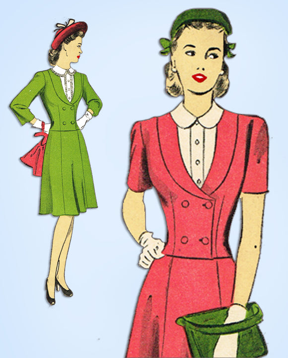 1940s Vintage Du Barry Sewing Pattern 5709 Misses WWII Fitted Suit Size 34 Bust