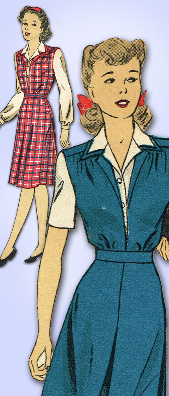 1940s Vintage Du Barry Sewing Pattern 5777 Misses WWII Jumper & Blouse Size 30 B