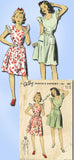 1940s Vintage Du Barry Sewing Pattern 5861 Easy Girls WWII Sun Dress Size 10 - Vintage4me2