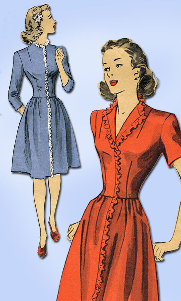 1940s Vintage Du Barry Sewing Pattern 5950 Easy WWII Misses Dress Size 12 30 B - Vintage4me2