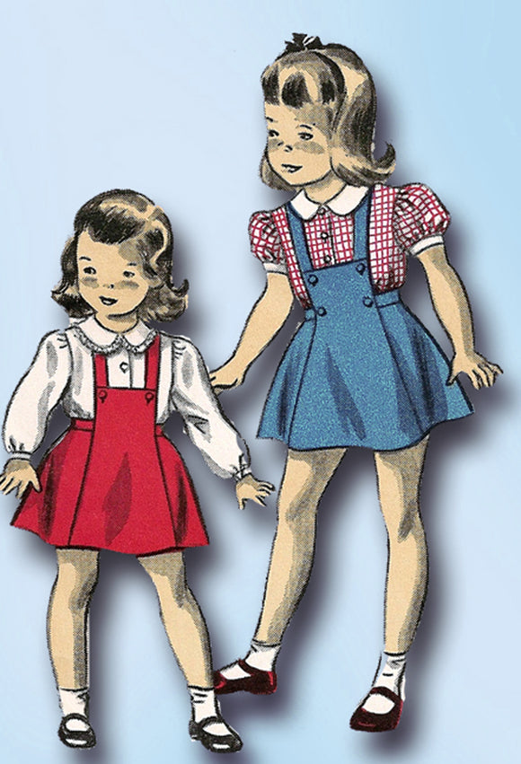 1940s Original Vintage Du Barry Pattern 6163 Baby Girls Suspender Skirt Size 1