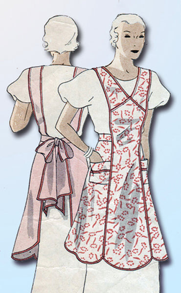 1930s Original Vintage Du Barry Pattern 758 Misses Farm Kitchen Apron Sz 36-38 B