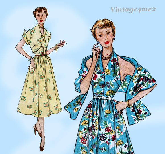 Economy Design 52: 1950s Misses Halter Dress Size 36 Bust Vintage Sewing Pattern