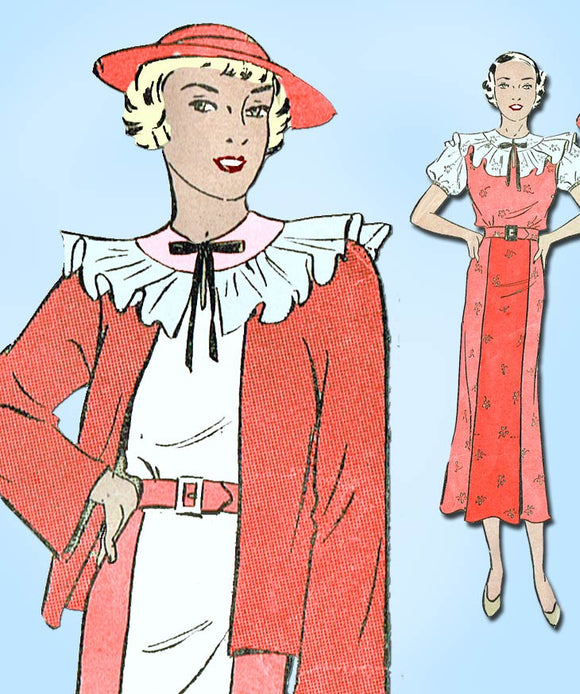 1930s Vintage Excella Sewing Pattern 5065 Misses Dress and Jacket Size 16 34 B - Vintage4me2