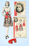 1940s VTG Hollywood Starlet Sewing Pattern 1065 Uncut Skirt Blouse & Belt Sz 30B