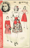 1940s VTG Hollywood Starlet Sewing Pattern 1065 Uncut Skirt Blouse & Belt Sz 30B