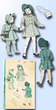 1940s Vintage Hollywood Sewing Pattern 1671 WWII Toddler Girls Coat & Bonnet Sz2