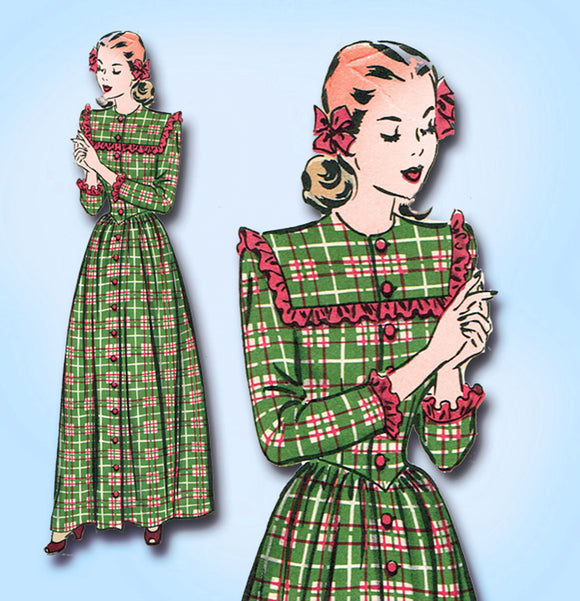 Hollywood 1695: 1940s Misses Uncut Housecoat Size 30 Bust Vintage Sewing Pattern - Vintage4me2