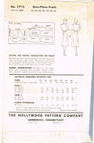 Hollywood 1712: 1930s Lovely Misses Gathered Dress Sz 36B Vintage Sewing Pattern