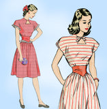 Hollywood 1769: 1940s Misses WWII Keyhole Dress Sz 30 B Vintage Sewing Pattern