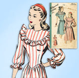 1940s Vintage Hollywood Sewing Pattern 1798 Uncut Misses WWII Dress Sz 32 Bust