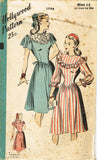 1940s Vintage Hollywood Sewing Pattern 1798 Uncut Misses WWII Dress Sz 32 Bust