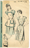 Hollywood 1834: 1940s Uncut Misses Dress & Apron Sz 34 B Vintage Sewing Pattern