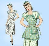 Hollywood 1834: 1940s Uncut Misses Dress & Apron Sz 34 B Vintage Sewing Pattern