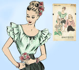 Hollywood 1997: 1940s Petite Misses Peasant Blouse Sz 28B Vintage Sewing Pattern - Vintage4me2