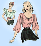 Hollywood 1997: 1940s Petite Misses Peasant Blouse Sz 28B Vintage Sewing Pattern - Vintage4me2