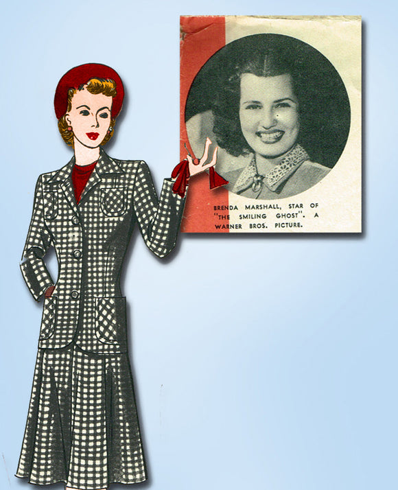 1940s Vintage Hollywood Starlet Sewing pattern 721 Misses WWII Suit Size 12 30B - Vintage4me2