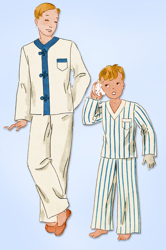 1930s Original Vintage Hollywood Pattern 957 Little Boys Asian Pajamas Size 8