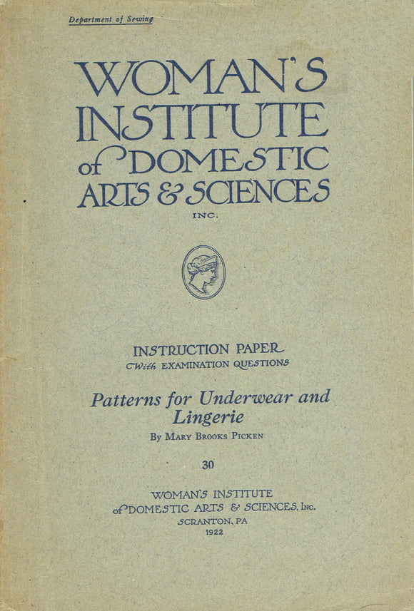 Products 1920s Mary Brooks Picken Woman's Institute Sewing Book 30 Patterns for Lingerie